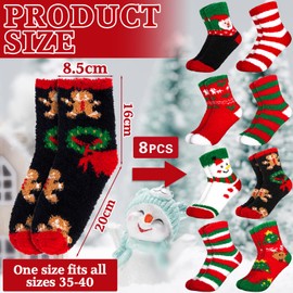 ITMNMNL 8 Pairs of Christmas Socks, Christmas Socks Women, Christmas Socks, Christmas Socks, Cuddly Socks, Christmas, Cuddly Socks, Christmas Socks, Cuddly Christmas Socks, red