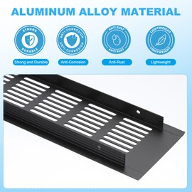 PATIKIL 12 x 4 Inch Door Air Vent Cover, Aluminum Grille Ventilation Cover Louvered with Mounting Screws for Cabinet Wardrobe Door, Black