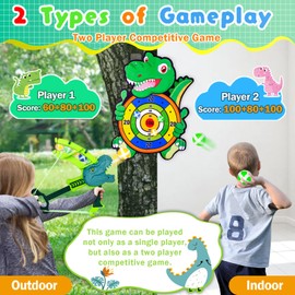 Dinosaur Toy from 3 Years, 70 cm Throwing Game Children's Velcro Dartboard with 6 Velcro Balls and Hooks, Dinosaur Shooting Toy for Children, Birthday Christmas Gift, Indoor Outdoor Throwing Game