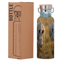 Rhinoceros National Park Insulated Flask Stainless Steel Animals Wonders from India 500 ml