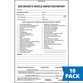 Bus Driver's Vehicle Inspection Report 10-pk. - Book Format, 2-Ply Carbonless, 5.5" x 8.125", 31 Sets of Forms Per Book - Meet FMCSR Requirements - J. J. Keller & Associates