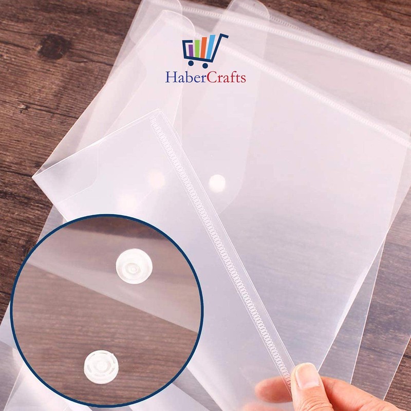 A4 Plastic Wallets Clear Popper Wallet Envelope Folders Transparent School