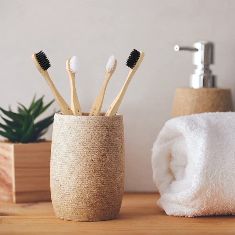 NUDUKO Toothbrush 10 Pack Bamboo Toothbrushes - Eco-Friendly Natural Wooden