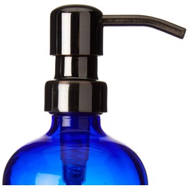 Imperfect Cobalt Blue Glass Refillable Liquid Hand Soap Dispenser with Gun Metal Bronze Dispensing Pump with Coaster for Non Slip Bottom/Countertop Protector for Soap or Body Lotion Dispenser (16oz)
