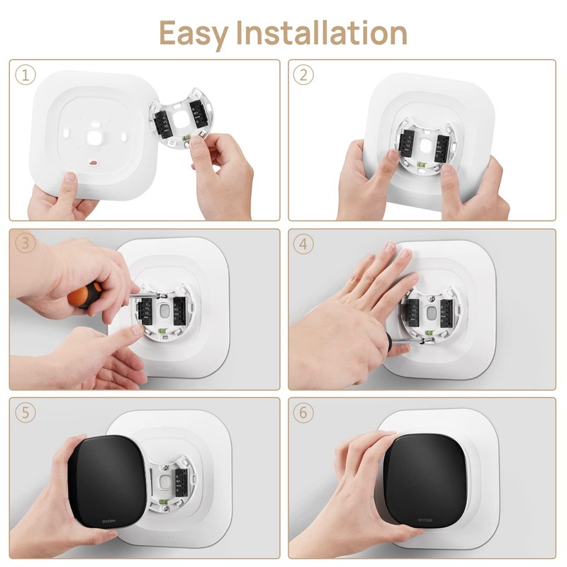 CaseBot Matte Black Wall Plate for 2022 Ecobee Smart Thermostat