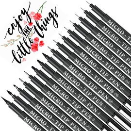 16 Pack Calligraphy Pens, Hand Lettering Pens, Brush Markers Black Ink for Beginners Writing, Lettering, Journaling, Art Drawing, Signature, Illustrations and Office School Supplies by Tebik