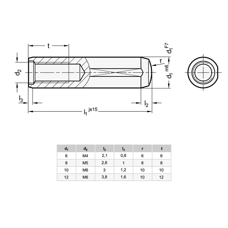 Ganter Normelemente Cylinder Pins DIN 7979 Pack of 10 Size