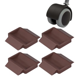 4pcs Furniture Cups for Wheels, Silicone Caster Cups Bed Couch Stoppers, Chair Wheel Stoppers to Prevent Sliding & Scratches, Rubber Furniture Floor Grippers Pads for All Wheels of Furniture (Brown)