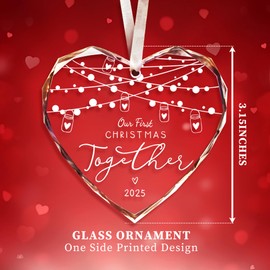 First Christmas Together Ornament 2025, Our Christmas Ornaments 2025 Gifts,Glass 1st Christmas Ornaments with Gift Box,First Christmas Together Gifts for Couple