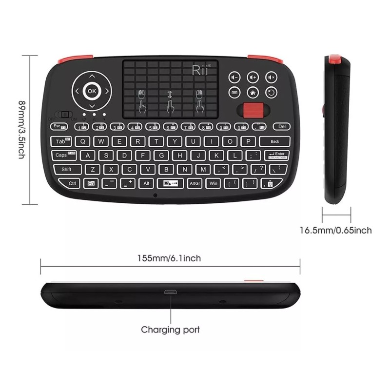 Mini Teclado Riitek I4 Inalámbrico Panel Tácti Multigestos