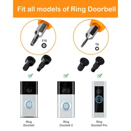 Ring Doorbell Screws Replacement, Ring Door Bell screws Set, 32 Pcs 4 Types T6 T15 ring Door Bell Security screw, Spare screws for All 2nd Generation Rings doorbells (32 in 1)