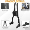 Black Detachable Sissy Bar Passenger Backrest Rear Pad for Harley