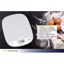TFA Dostmann Digital Kitchen Scales with LCD Display, 50.2003.02, Tare Weighing Function, Sensor Touch Control, Plastic, (L) 155 x (W) 200 x (H) 15 mm