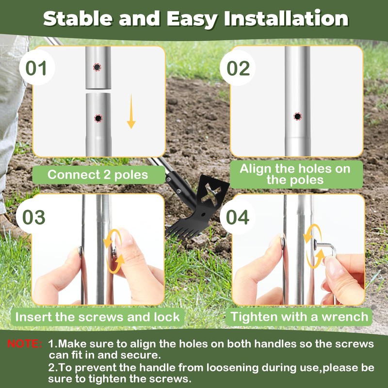 NICOFPHY Weed Puller Tool with Long Handle, 60" Manual Weeding