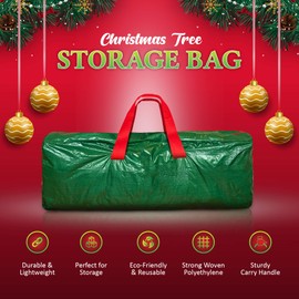 Hillington 7ft/9ft Christmas Tree Storage Bag - Heavy Duty Festive Season Xmas Tree Holder with Full Length Double Stitched Zip and Carry Handles (7ft Tree Storage)