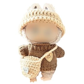 EUYRVAW Doll clothes for 17cm Lab doll, Doll accessories, Doll pink clothes, Brown sweater + hat +Satchel, A