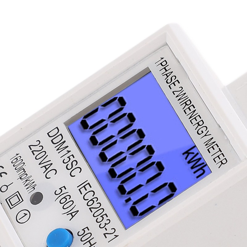 LCD Digital Energy Meter Single Phase 2P Electricity Usage Monitor