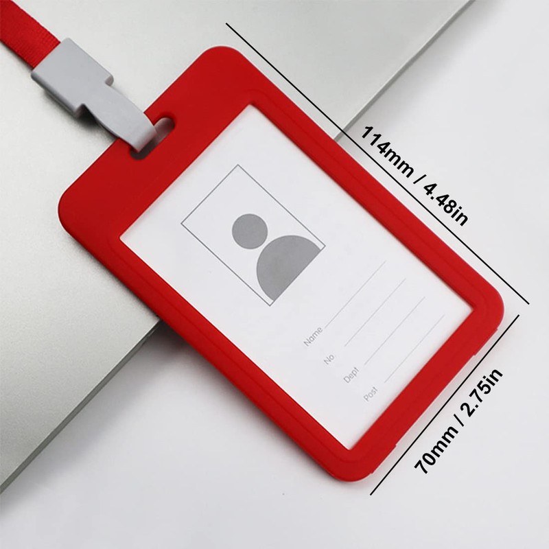 Quesuc 3-Piece Removable, Double-Sided Transparent, Plastic Card Case with Lanyard,