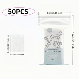 50-Pack 100% Pure Cotton Makeup Remover Pads | Soft, Hypoallergenic & Lint-Free Facial Rectangle for Sensitive Skin | Reusable, Double-Sided with Reinforced Edges | Makeup Skincare(50 Count)