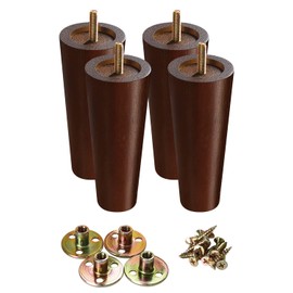 GOSCHE Couch Legs 6 Inch, Wood Furniture Feet Sofa Legs Set of 4, Solid Wood Dark Walnut Sofa Feet, Replacement Legs for Armchair, Cabinet, Chair, Mid Century Modern Dresser, Bun Feet