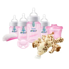 Philips Avent Set de Regalo Anti-colic│Recién Nacido│Rosa│4 oz/125 ml ● 9 oz/260 ml│0 m+│7 pzs│SCD307/02