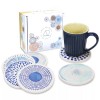 AD Set of 6 Coasters for Drinks Absorbing Round Ceramic