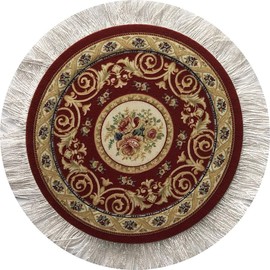 Rug Coasters, Set of 4 Turkish Carpet Style Table Drink mats, Absorbent Kitchen and Dining Accessories, Spill & drip Protection, Round