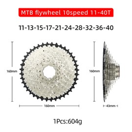 CYSKY 10 Speed Cassette 11-40T Cassette Fit for Mountain Bike, Road Bicycle, MTB, BMX (Light Weight) (11-40T)
