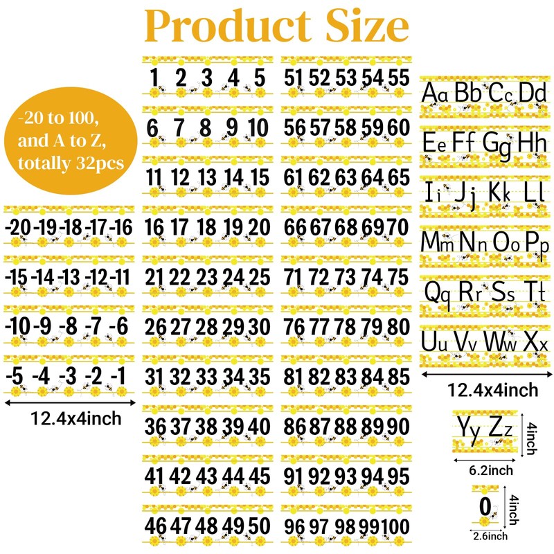 32Pcs A to Z Alphabet and -20-100 Number Cards Boho