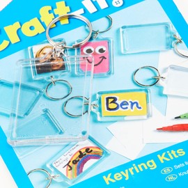 Baker Ross E4572 Make Your Own Keyring Kit (Pack of 8), for Kids to Assemble and Attach to Key Rings and Bags, White, 8 Pack
