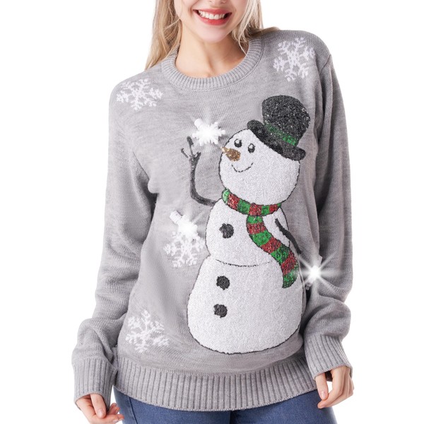 Giggling Getup Ugly Christmas Sweater for Women, LED Light Up