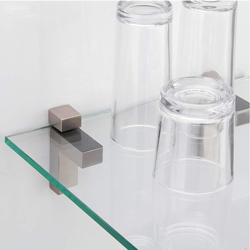 Wolfride 4 Count Silver Zinc Alloy Glass Shelf Wall Mount