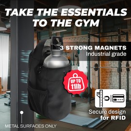 Magnetic Bag Gym – Magnet Gym Duffel, Sports Tote with Magnetic Closure, Magnetic Bottle Bag for Gym, Travel Fitness Organizer – Black