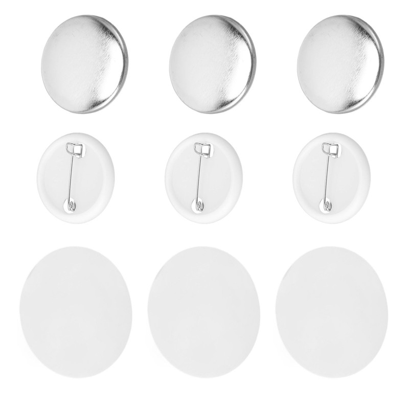100 Sets Pin Back Button Parts Round Shape Metal Back