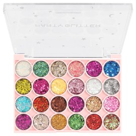 evpct 24 Colors Glitter Sparkle Eyeshadow Makeup Palette Pallets For Women, Colorful Eye shadow Pressed Powder Black White Pink Green Blue Shimmer Eyeshadow Glue Gel sombras de ojos profesional 03#