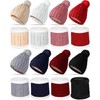 Suhine 16 Pcs Women Pom Beanie Hat Scarf Set Slouchy