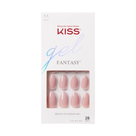 KISS Gel Fantasy "Windy City" Pink Short - 28 Press On Salon Quality Art Nails for Sticking, DIY, 2 g Nail Glue, 1 Manicure Stick, 1 Mini File