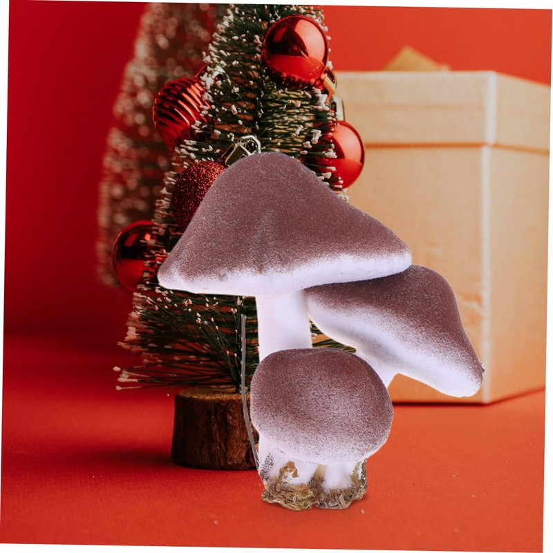 ORFOFE Unique 3-Headed Mushrooms 6pcs Foam Mushroom Figurines Natural Garden