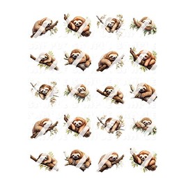 Sleepy Cute Sloth Nail Art Decals- Waterslide Nail Decals