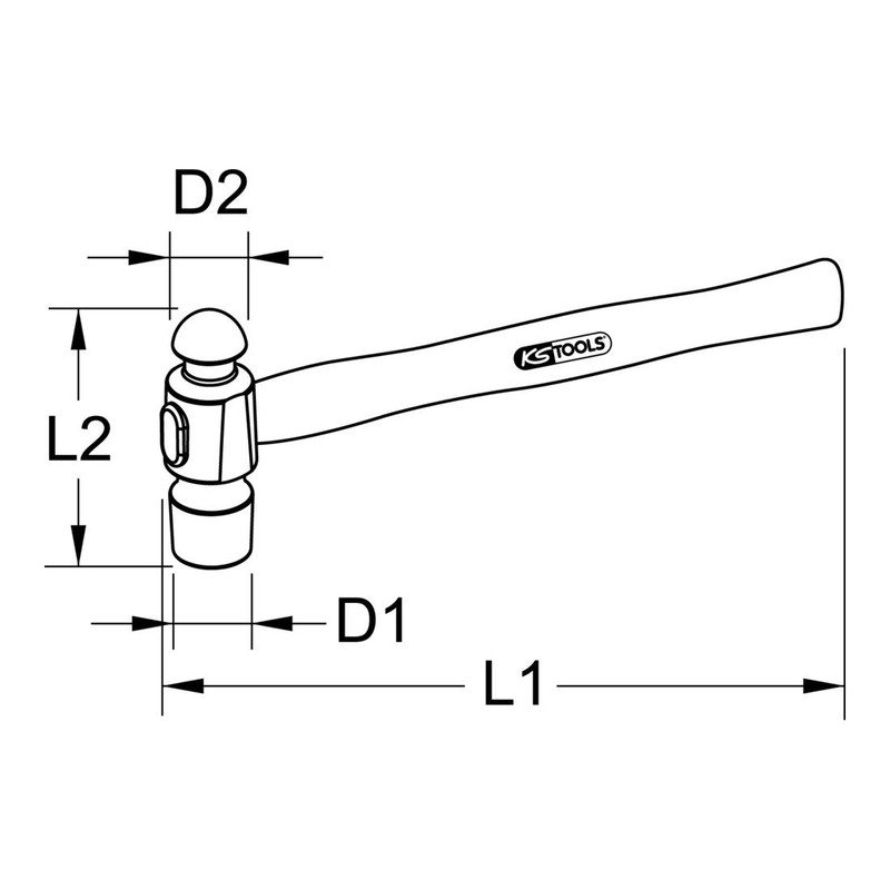 KS Tools 142.1508 Pin hammer, English form, 225g