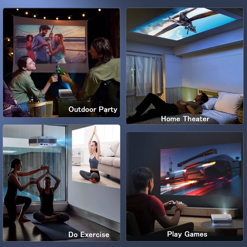 FUDONI Native 1080P WiFi Bluetooth Projector, Built-in Speaker, Portable