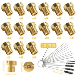SUpoetry Pack of 15 Main Nozzle Carburettor, 4 mm Carburettor Main Nozzle Set M4, 40, 44, 46, 48, 50, 52, 54, 56, 58, 60, 65, 70, 75, 80, 85, Carburettor Nozzles for Scooter Motorcycle (with 16