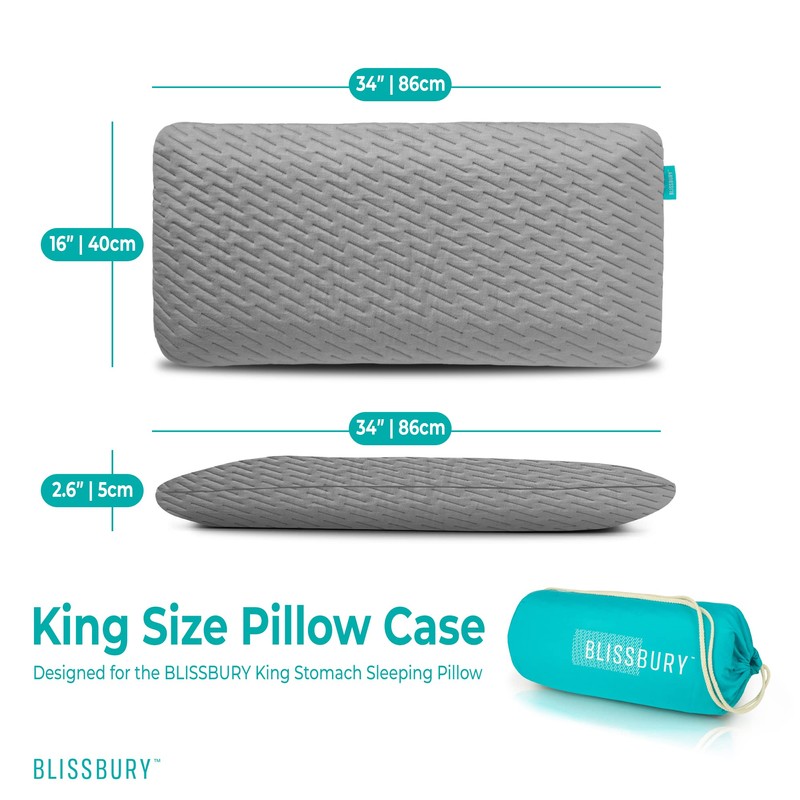 BLISSBURY Stomach Sleeping Pillow CASE (King, Gray)…