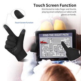 Children's Winter Cycling Gloves - Kids Warm Touchscreen Gloves, Outdoor Sports Running Gloves, Waterproof Windproof with Non-Slip for Boys Girls, 4-12 Years, Black, black 1, M 8-10 Jahren