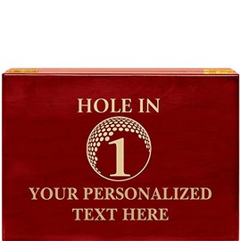 Crown Awards Golf Hole in 1 Rosewood Humidor Gift, Customize with Your Own Text Engraving