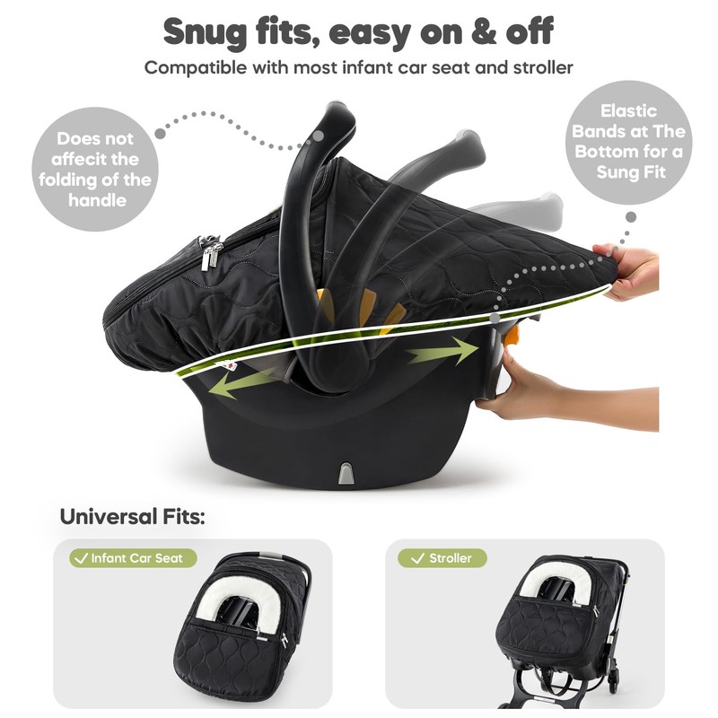 Winter Baby Car Seat Cover, Waterproof, Windproof Warm Fleece Breathable
