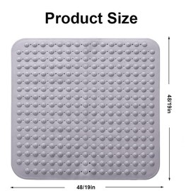 Shower Mat, Non-Slip Bath Mat, 48 x 48 cm, Shower Mat, Non-Slip Square, Hangers and Drainage Holes, Grey Green