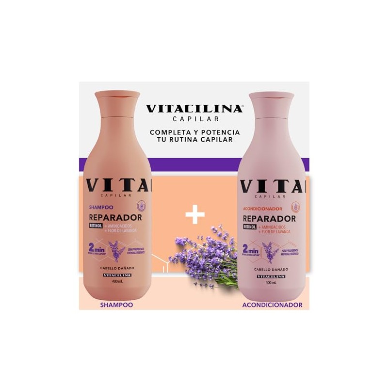 Vitacilina Shampoo Reparador, Botella de 400ml.