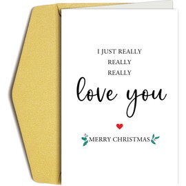 Oamiolek Romantic Christmas Card for Boyfriend Girlfriend, Sweet Merry Christmas Card for Husband Wife, Heartfelt Holiday Card for Women Men, I Just Really Love You
