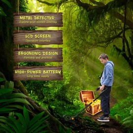 Metal Detector for Kids, IP68 Waterproof Kids Metal Detector Professional High Accuracy with LCD Display, Adjustable Metal Detector Toys for Kids Boys Girls Lightweight Gold Detector